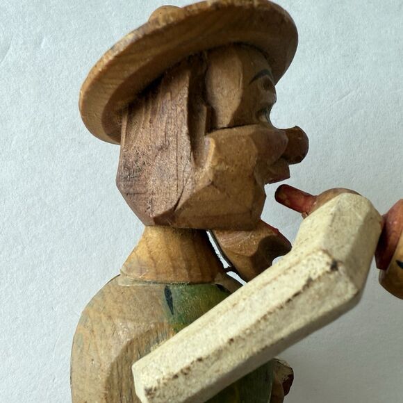 Vintage ANRI Hand Carved Man with Wine Bottle Mechanical Wooden Bottle Stopper - Picture 13 of 14